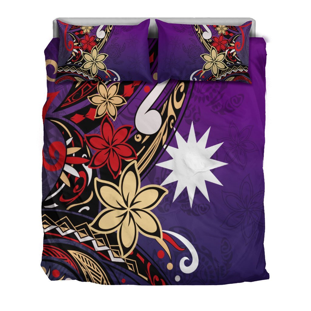 Nauru Bedding Set - Tribal Flower With Special Turtles Purple Color - Vibe Hoodie Shop