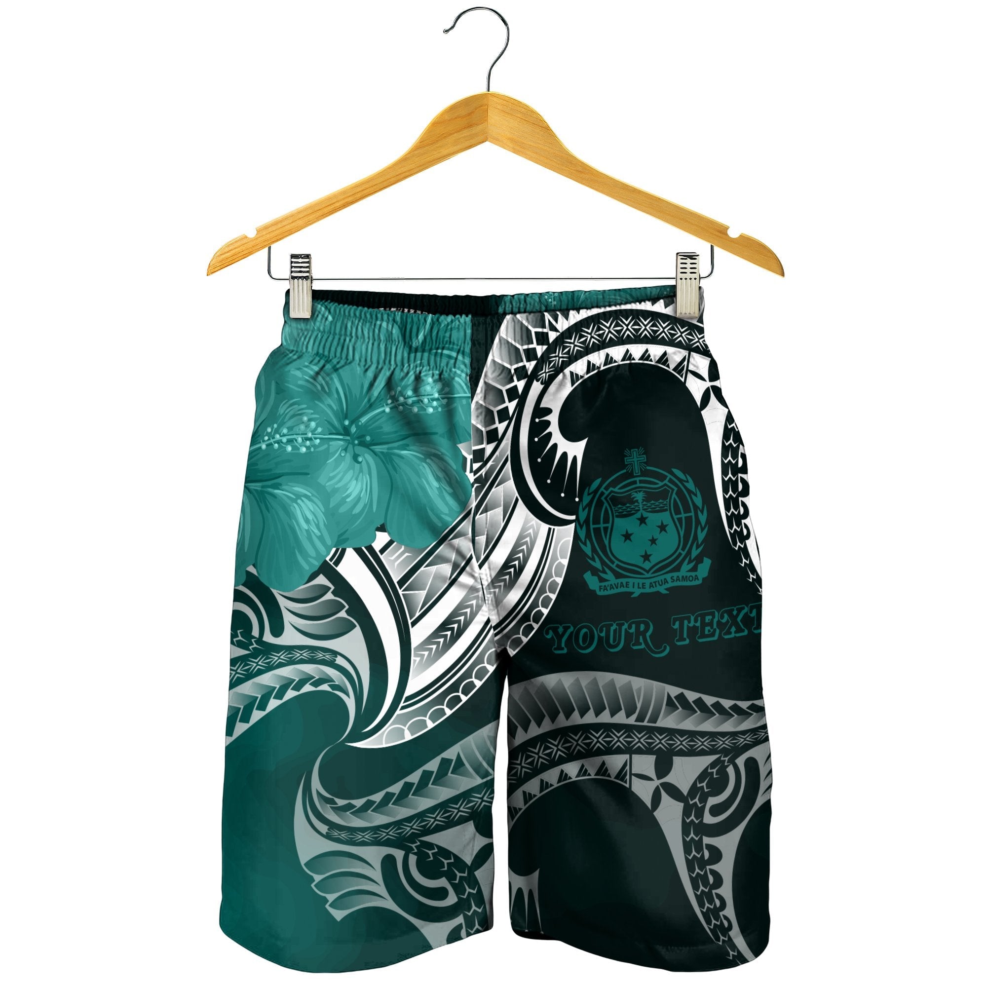 Samoa Custom Personalised Men's Shorts - Samoa Seal Wave Style (Green) - Vibe Hoodie Shop