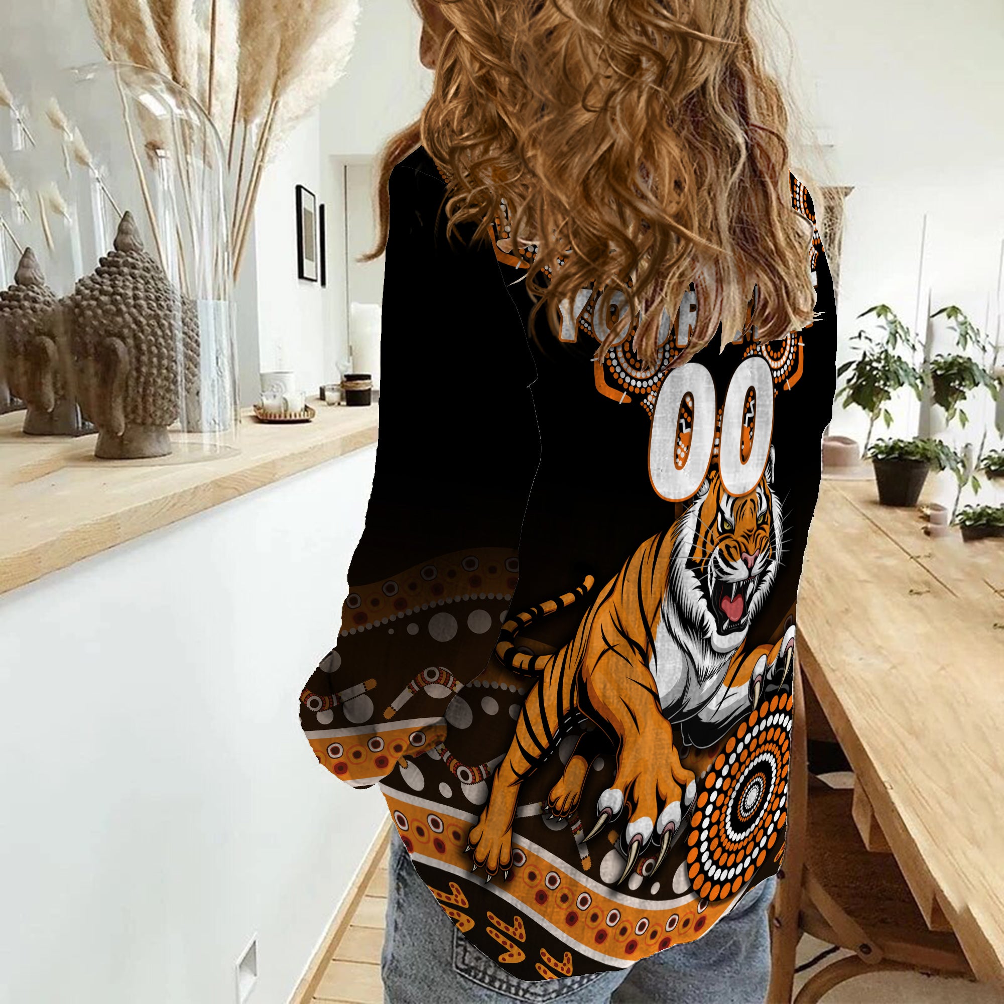 (Custom Personalised) Tigers Rugby 2022 Aboriginal Art Women Casual Shirt - - Vibe Hoodie Shop