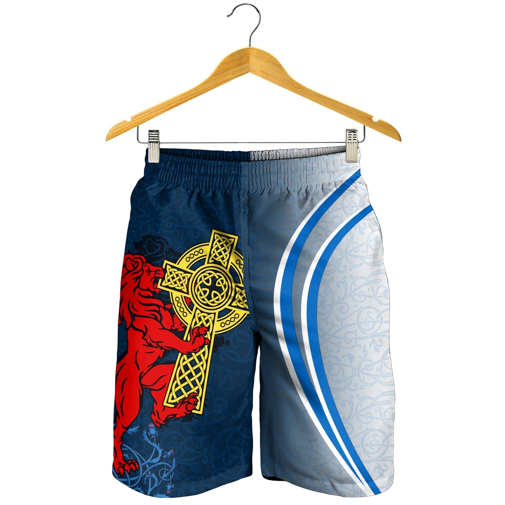 Scotland Men's Short - Scottish Lion With Celtic Cross - Vibe Hoodie Shop