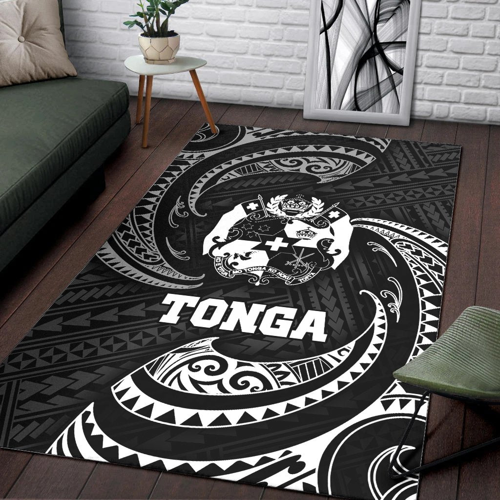 Tonga Polynesian Area Rug - White Tribal Wave - Vibe Hoodie Shop