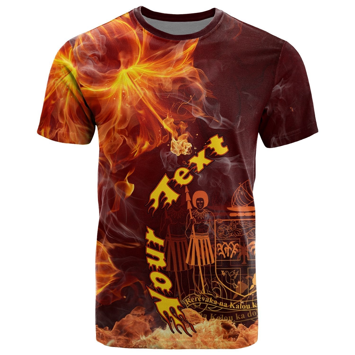 Fiji Polynesian Custom Personalised T - Shirt - Fire Hibiscus - Vibe Hoodie Shop