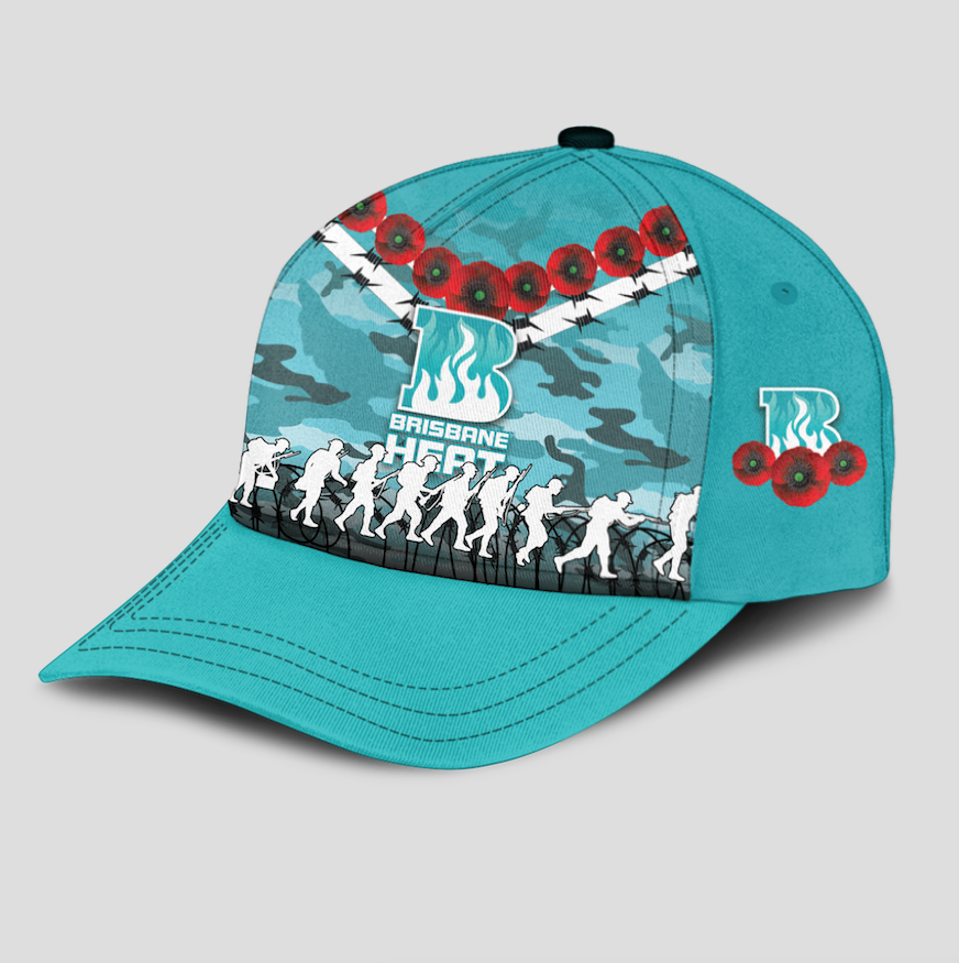 Brisbane Heat ANZAC 2022 Caps Camouflage With Poppy - - Vibe Hoodie Shop