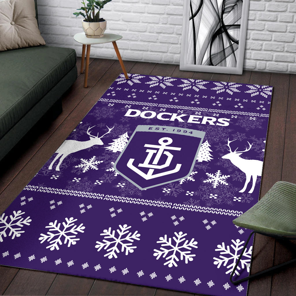 Fremantle Football Club Area Rug - Christmas Ugly Style - - Vibe Hoodie Shop