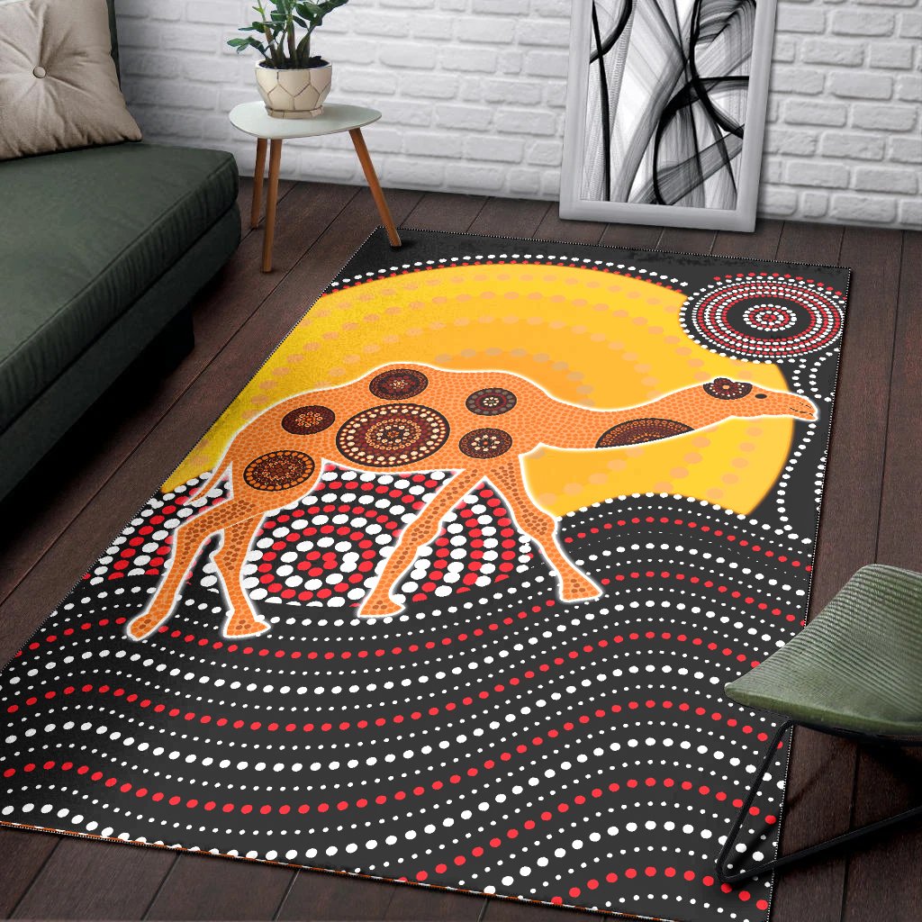 Aboriginal Area Rug - DREAMTIME DROMEDA Aboriginal Style - Vibe Hoodie Shop