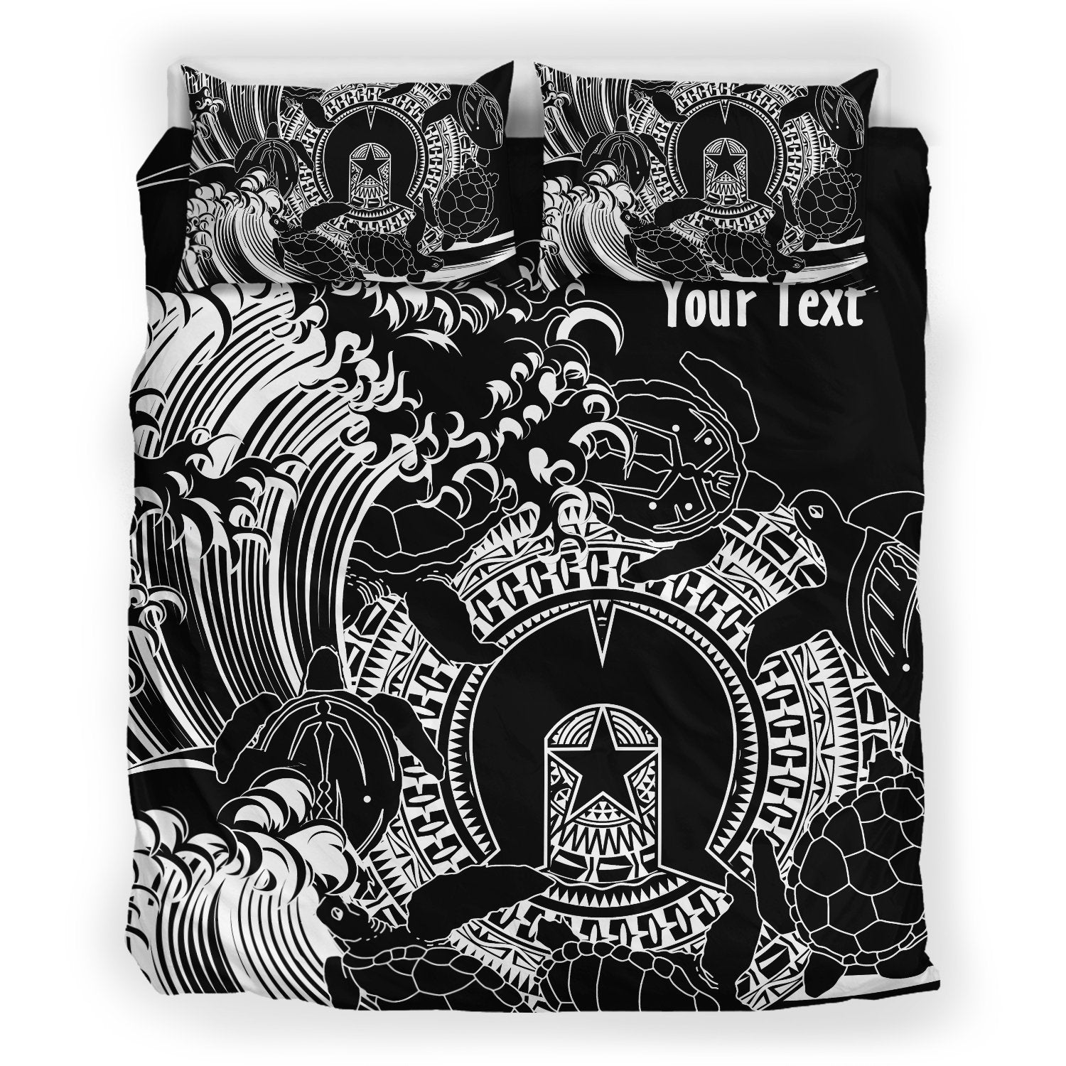 Custom Aboriginal Bedding Set, Torres Strait Islands in Wave (Black) - Vibe Hoodie Shop