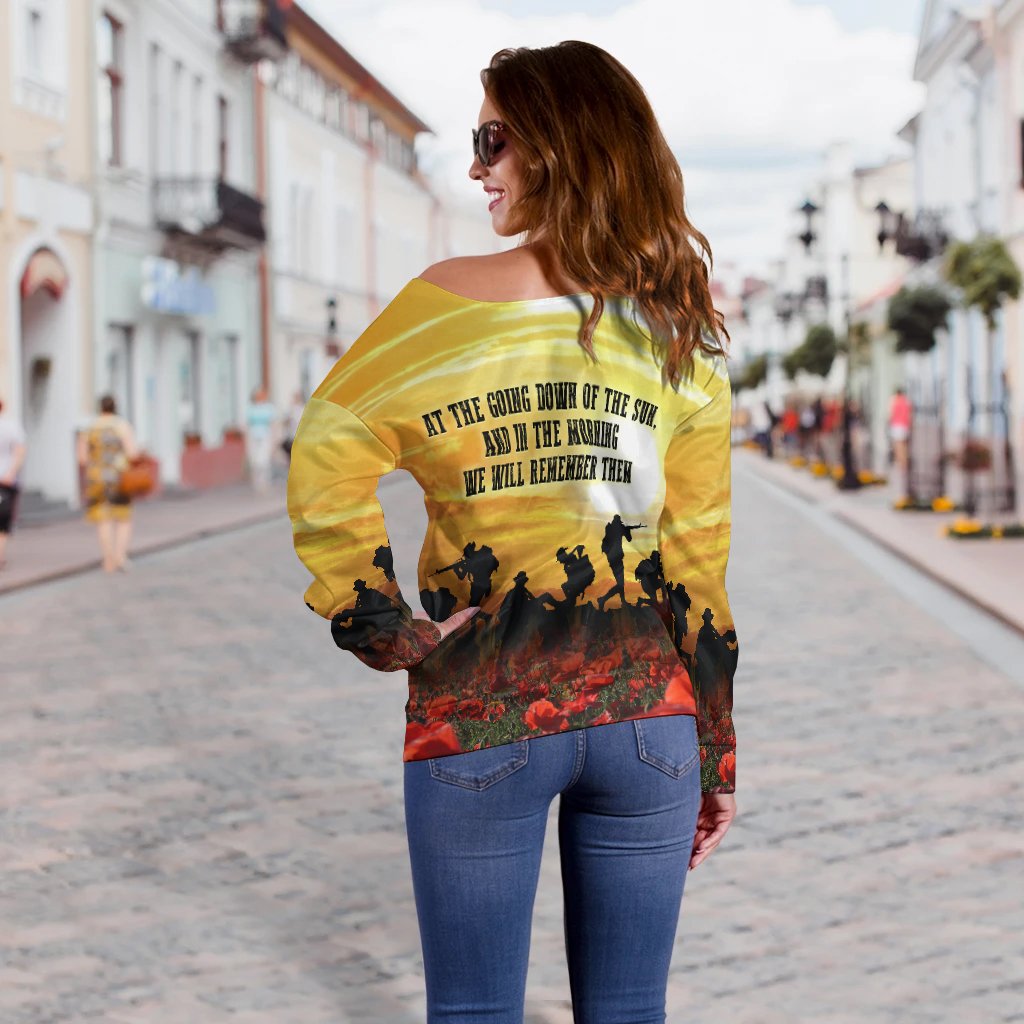 ANZAC Women's Off Shoulder Sweater - Australian and New Zealand Army Corps - Vibe Hoodie Shop