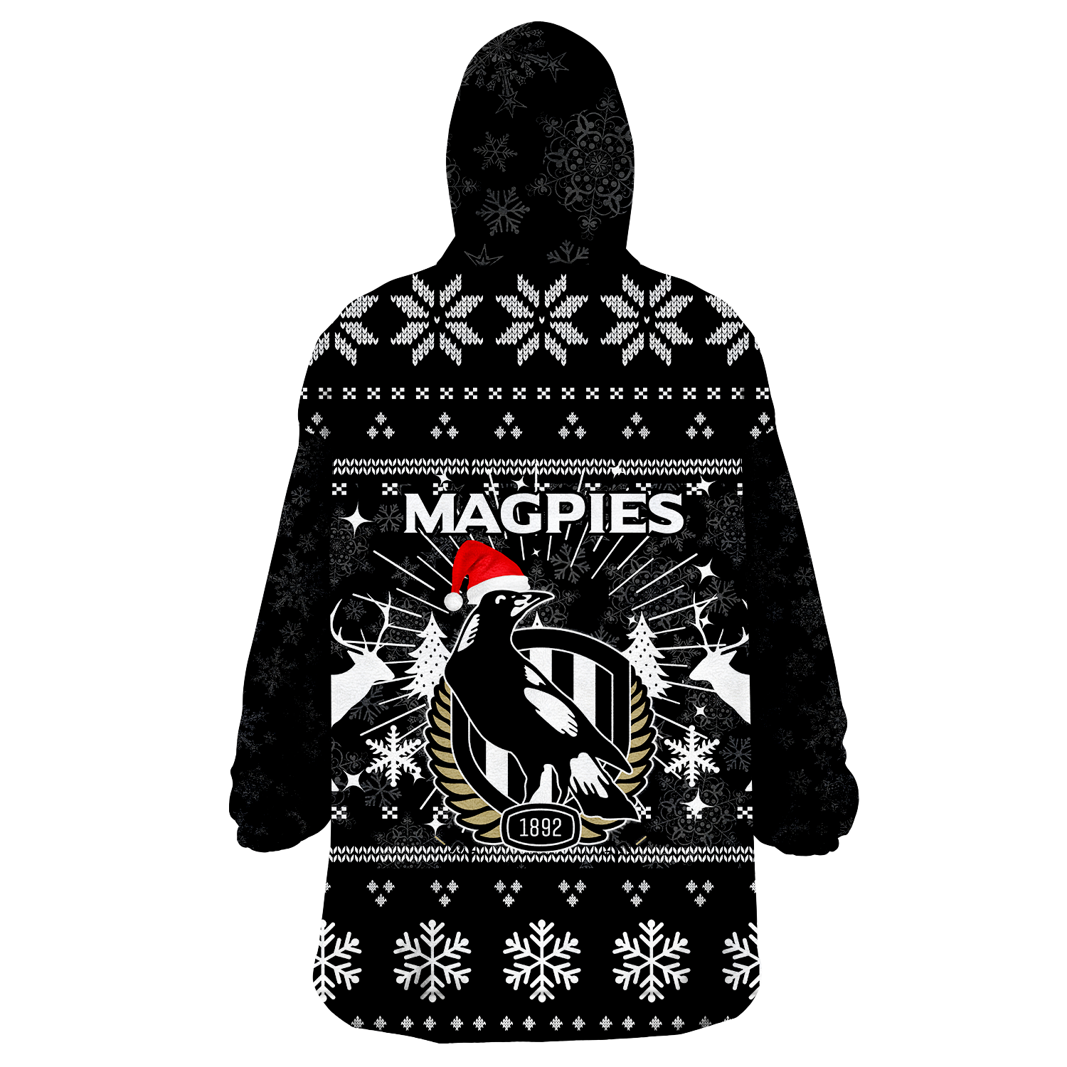 Collingwood Magpies Wearable Blanket Hoodie - Christmas Ugly Style - - Vibe Hoodie Shop