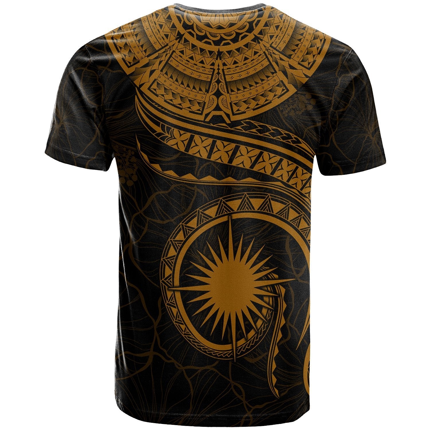 Marshall Islands Polynesian T shirt - Marshall Islands Waves (Golden) - Vibe Hoodie Shop
