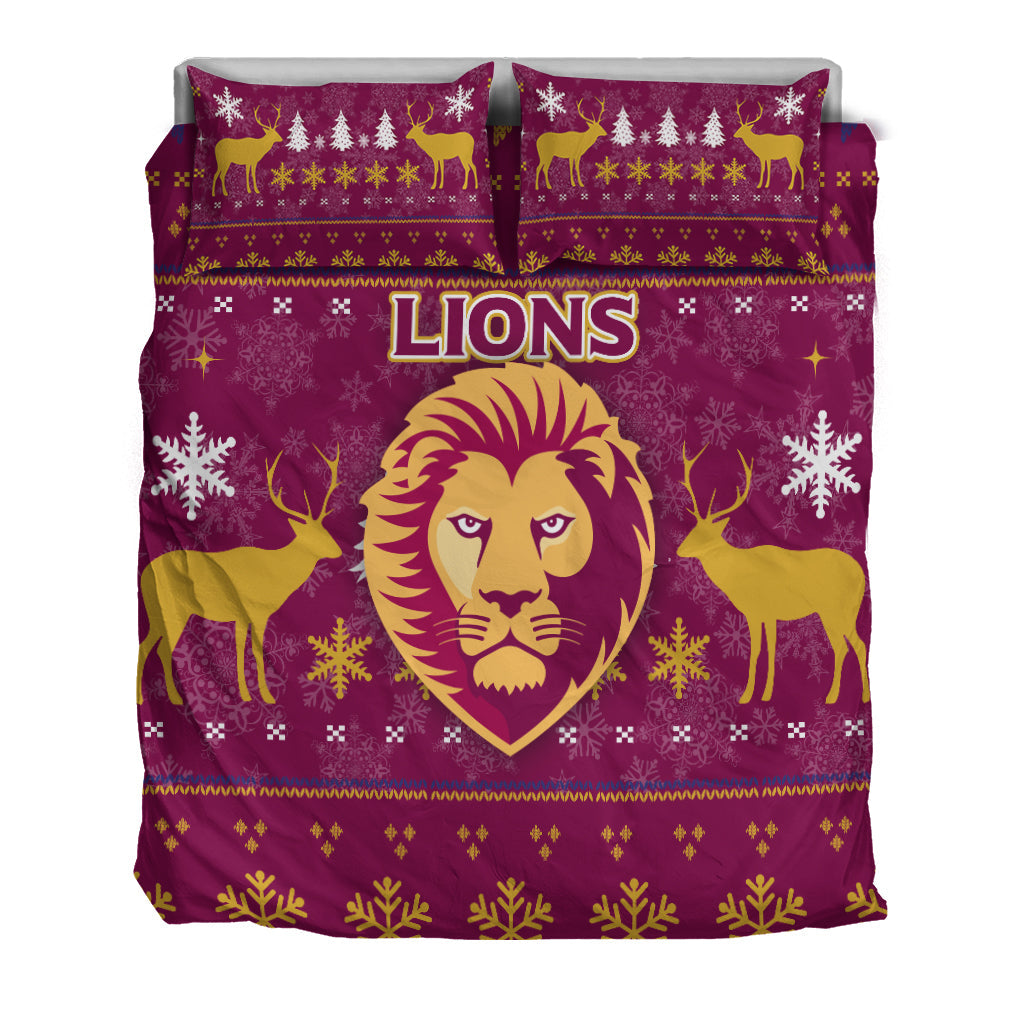 Brisbane Lion Bedding Set - Christmas Ugly Style - - Vibe Hoodie Shop
