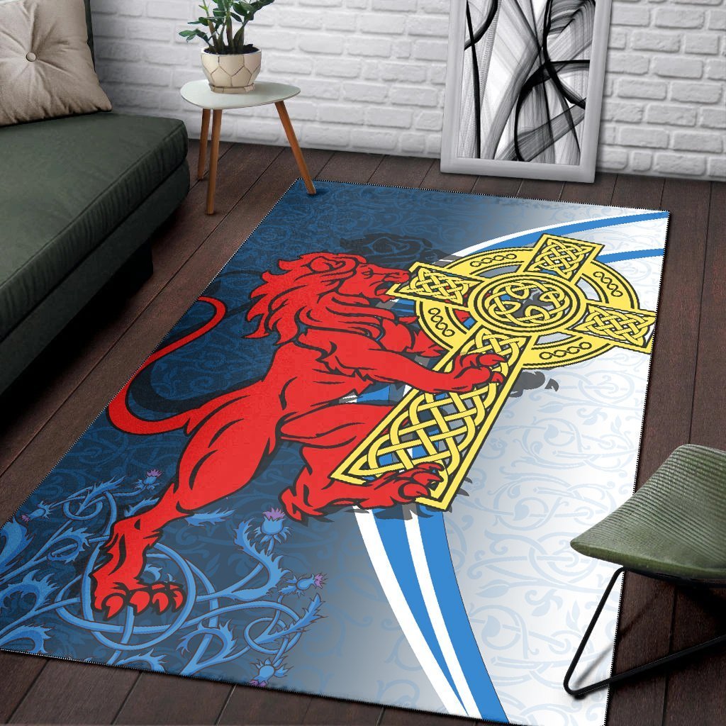 Scotland Area Rug - Scottish Lion With Celtic Cross - Vibe Hoodie Shop