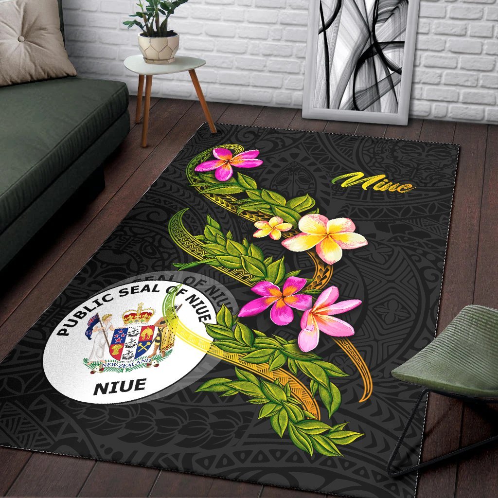 Niue Polynesian Area Rug - Plumeria Tribal - Vibe Hoodie Shop