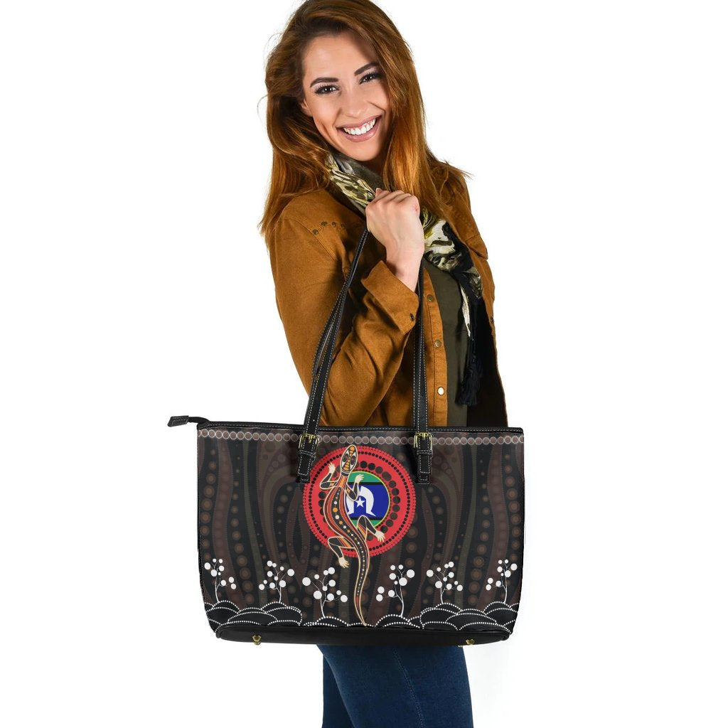 large-leather-tote-bag-aboriginal-lizard-with-torres-strait-islanders-flag