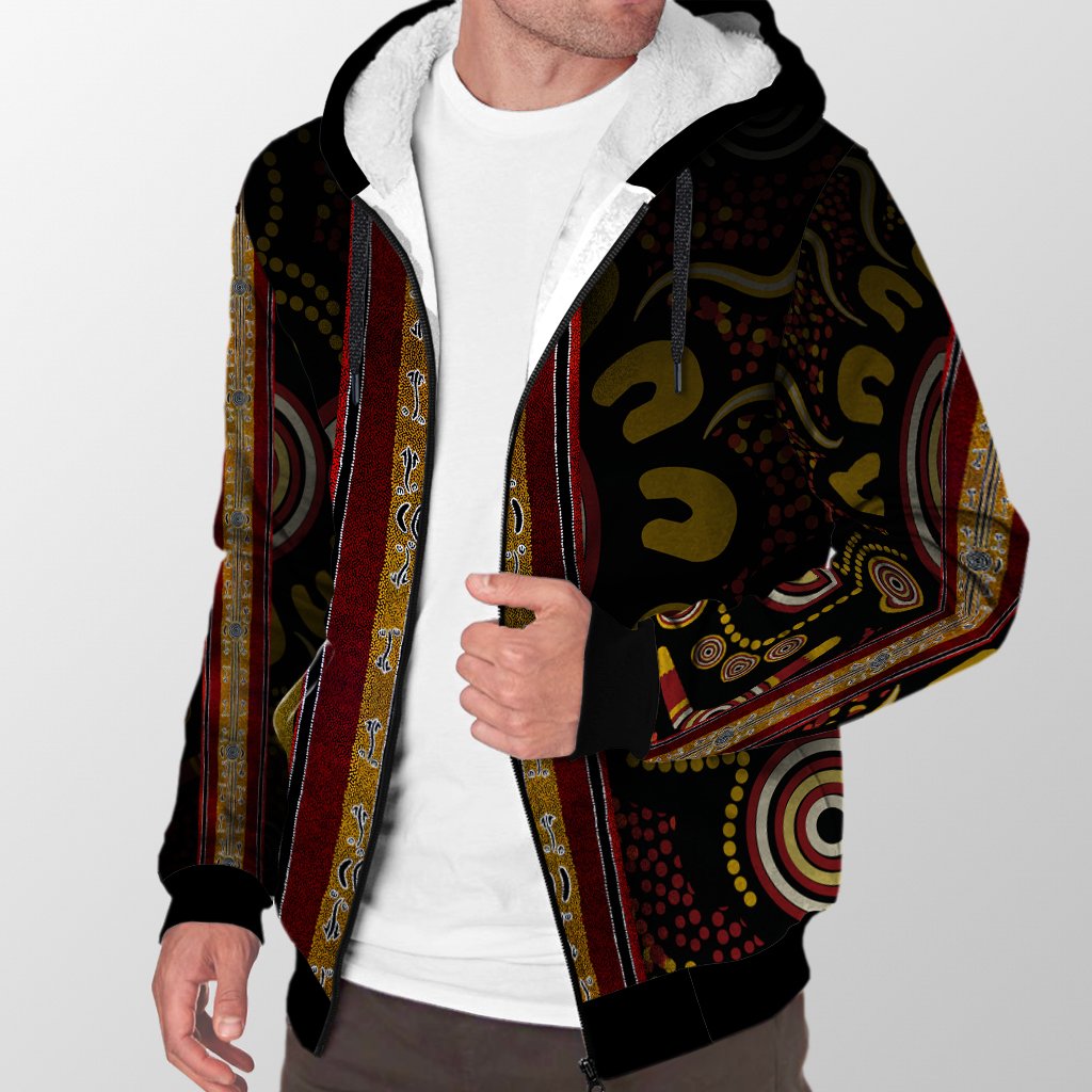 Sherpa Hoodie - Aboriginal Dot Panting Art Stripe Lines - Vibe Hoodie Shop