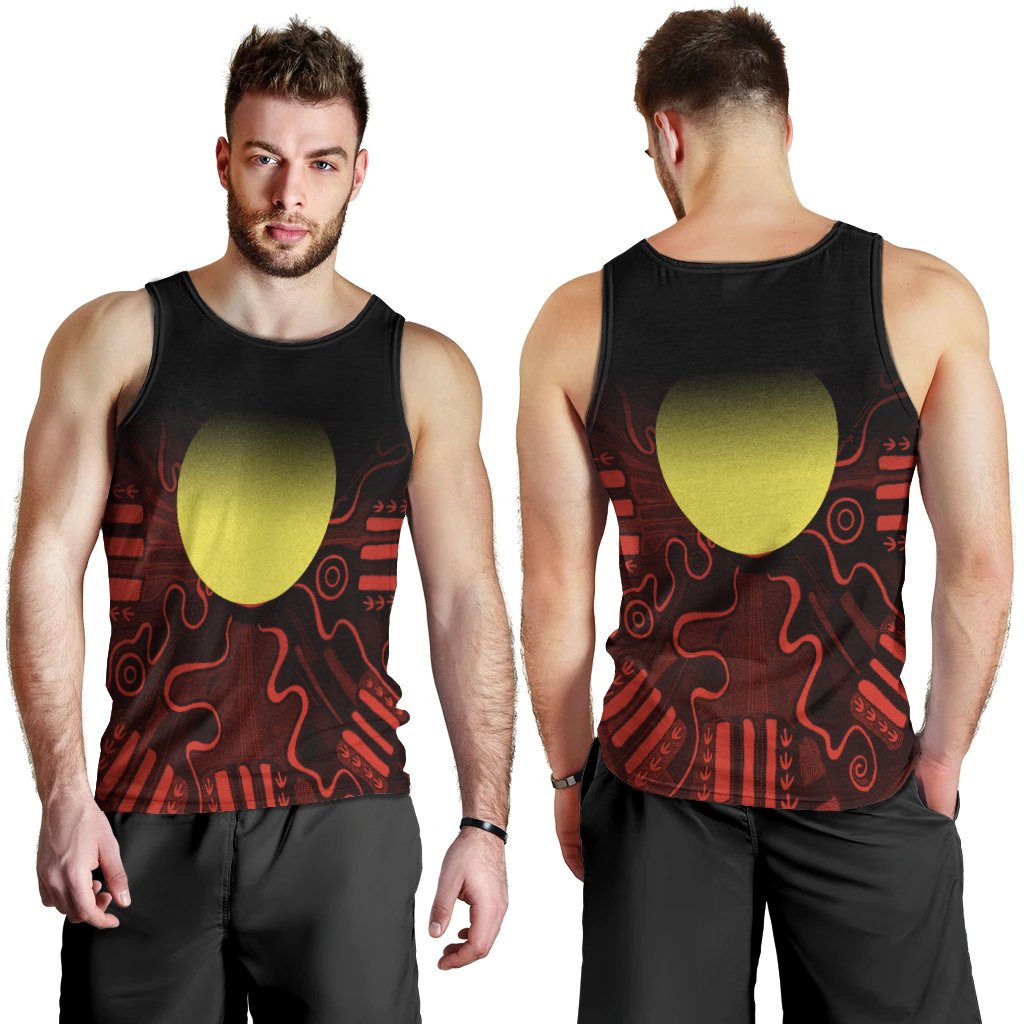 Aboriginal Men's Tank Top - Indigenous Flag Grunge Style - Vibe Hoodie Shop