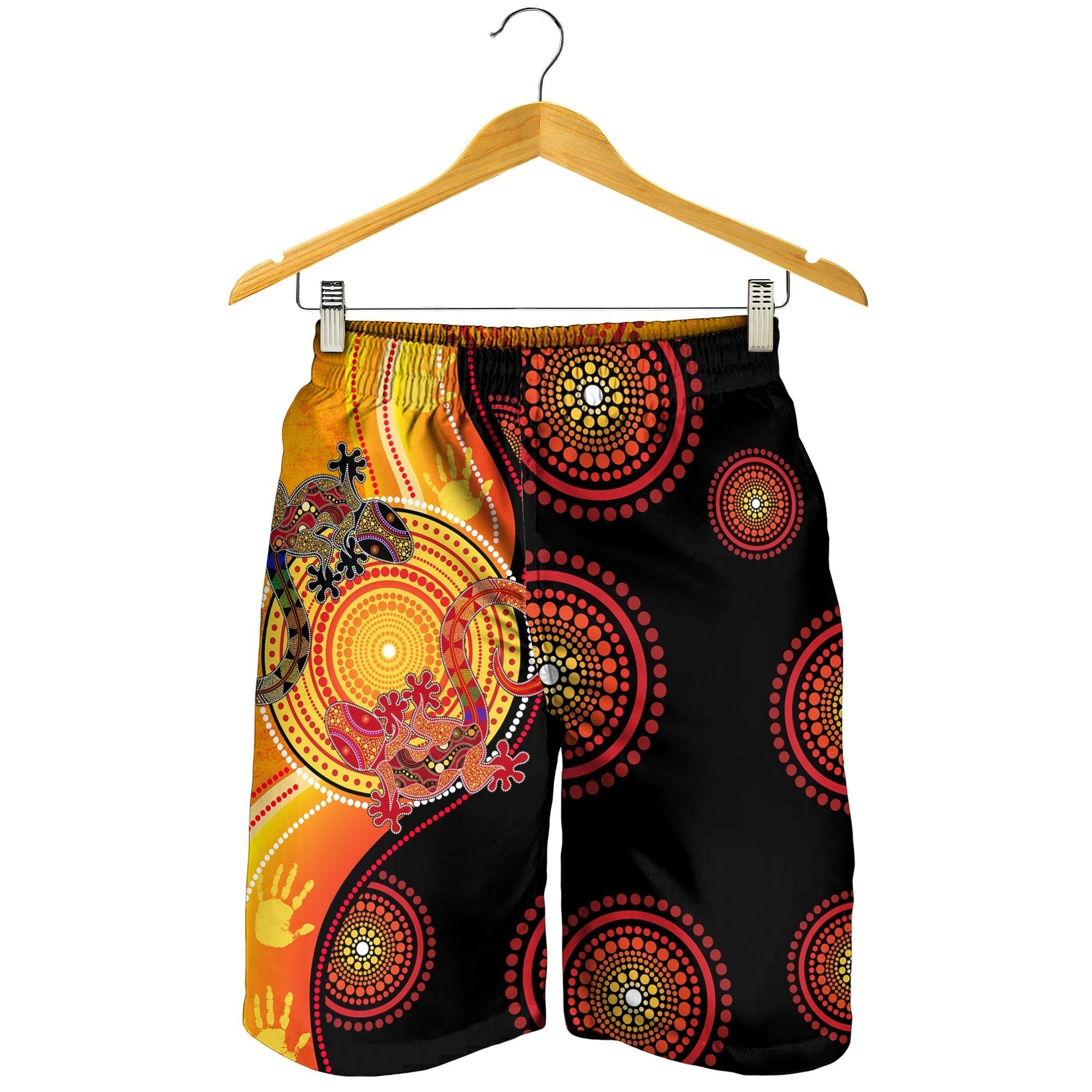 Aboriginal Men's Shorts - Couple Aboriginal Lizards - Vibe Hoodie Shop