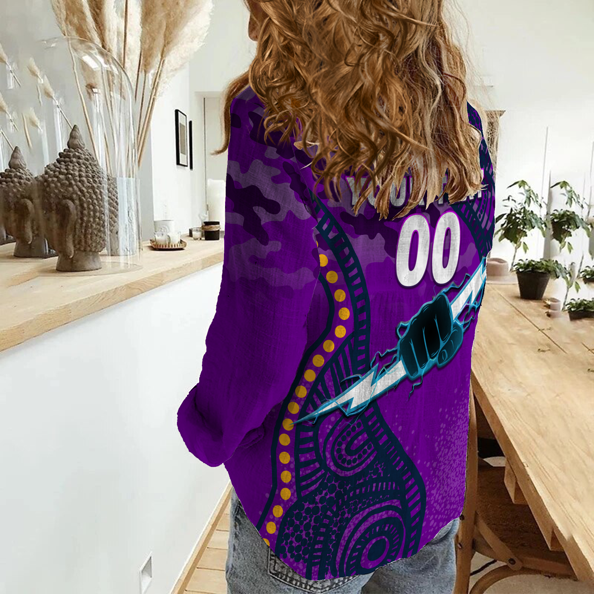 (Custom Personalised) Storm Rugby ANZAC Day Camouflage Indigenous Art Women Casual Shirt - - Vibe Hoodie Shop