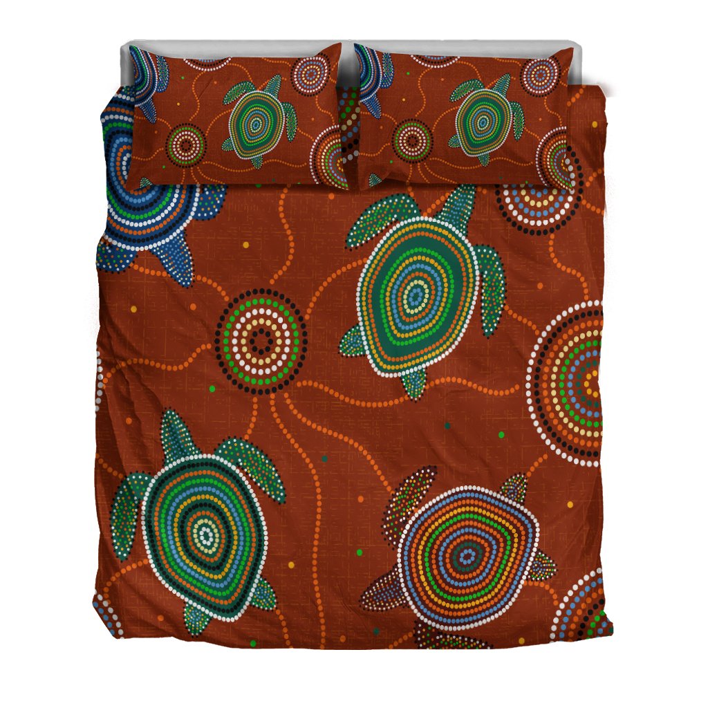 Aboriginal Bedding Set - Aussie Turtle with Aboriginal Style - Vibe Hoodie Shop