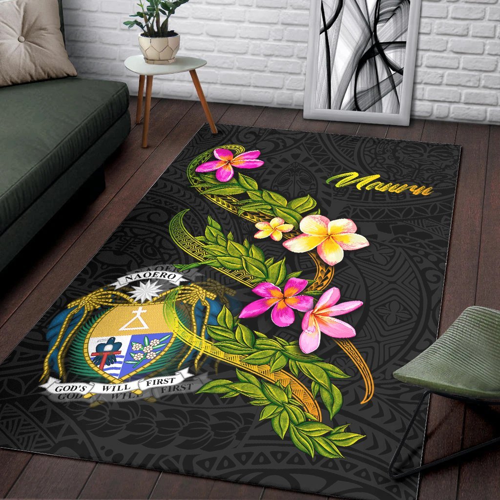 Nauru Polynesian Area Rug - Plumeria Tribal - Vibe Hoodie Shop