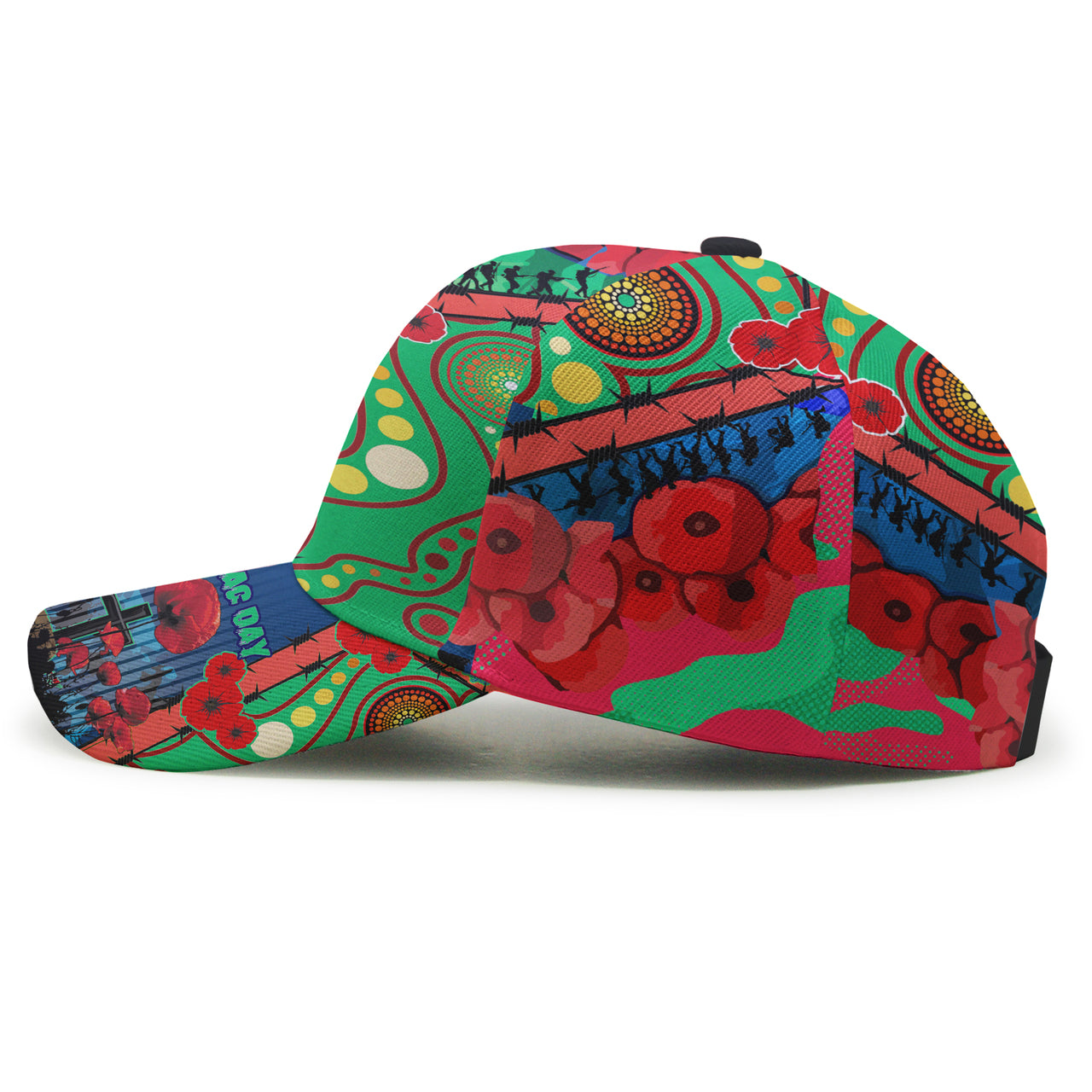 Rabbitohs Aboriginal ANZAC Day Custom Watercolour Rugby Cap - Remembrance Indigenous Rabbitohs With Poppy Flower RLT13 - Vibe Hoodie Shop