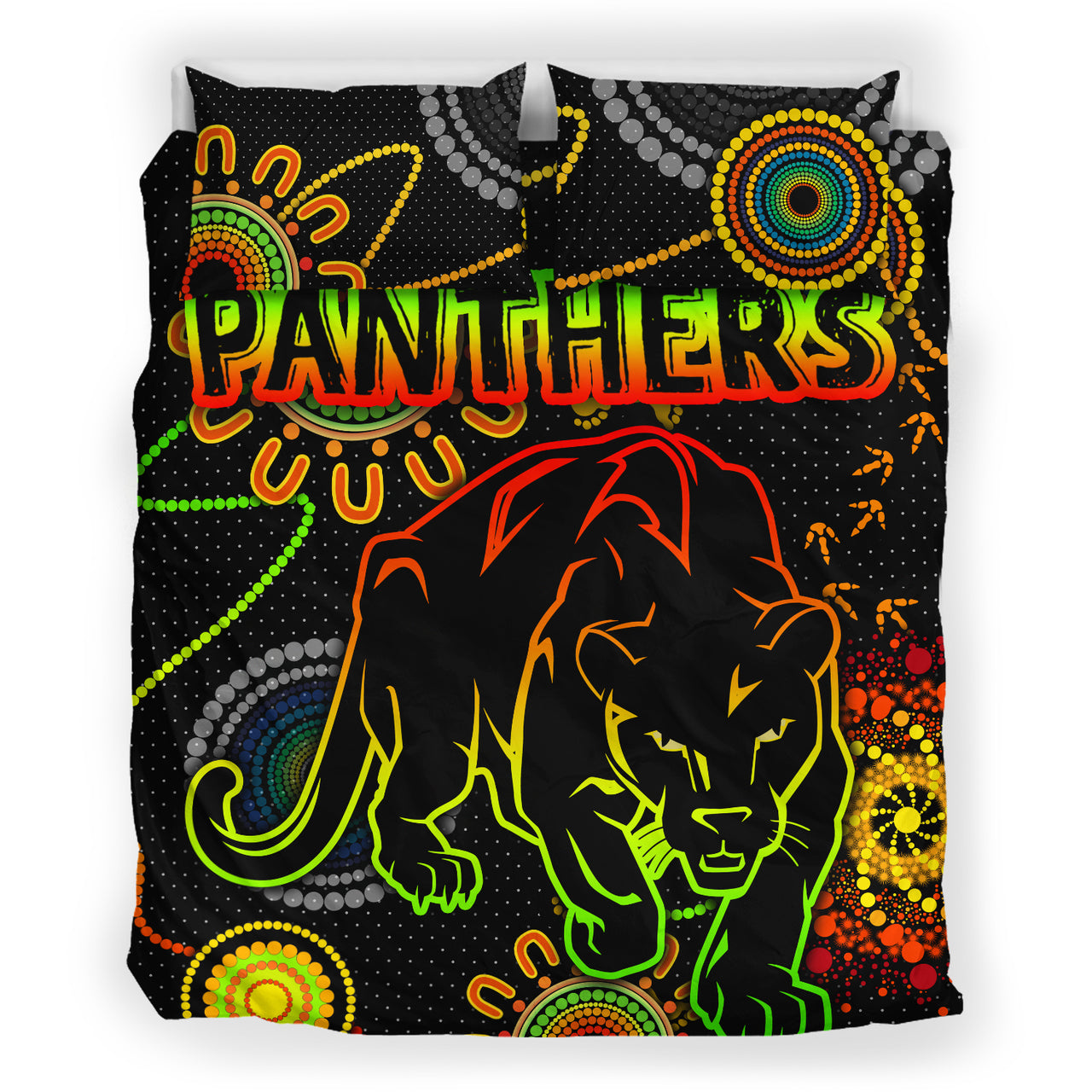 Panthers Rugby Bedding Set - Custom Indigenous Black Panthers Bedding Set RLT13 - Vibe Hoodie Shop