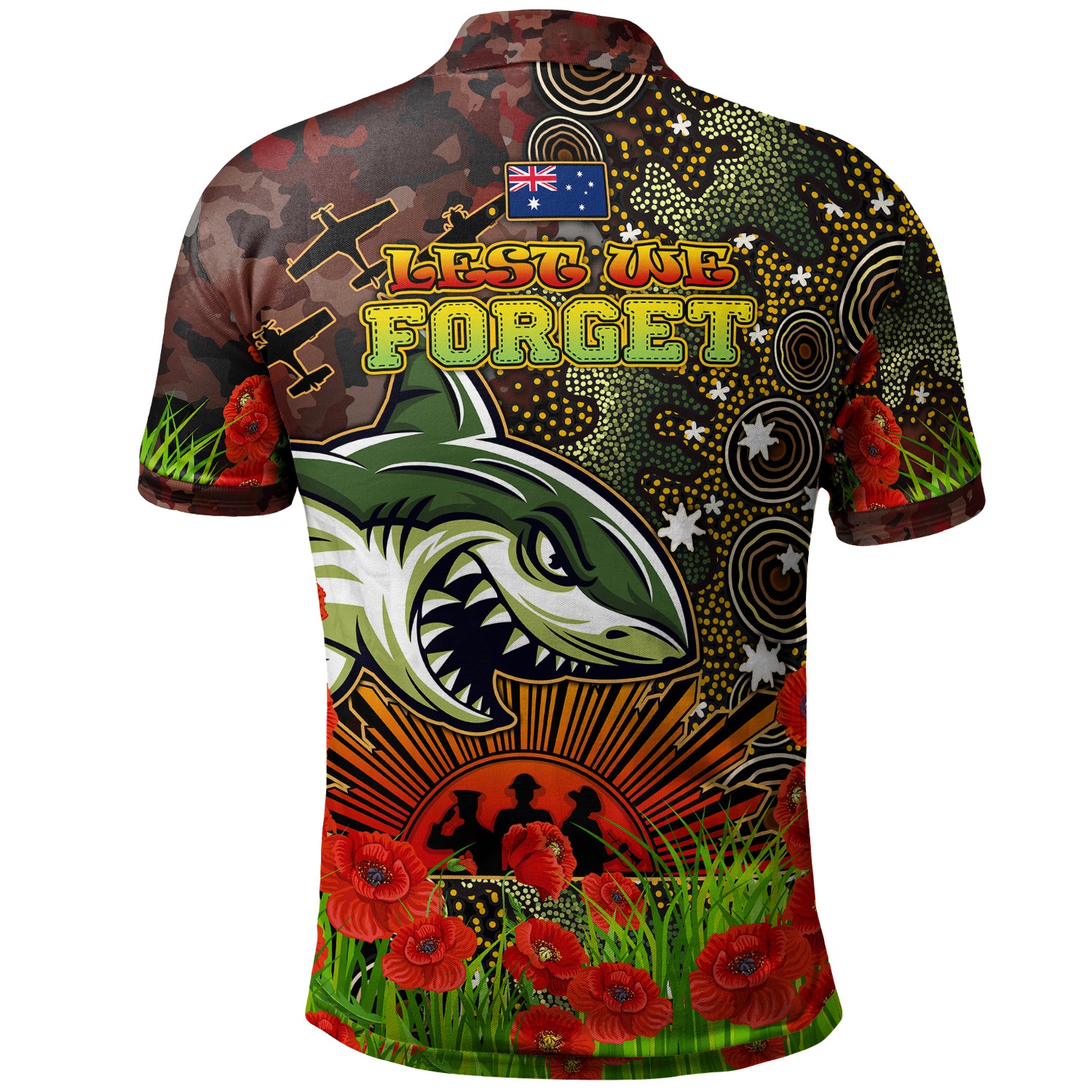 Australia Cronulla Anzac Custom Polo Shirt - Lest We Forget Polo Shirt - Vibe Hoodie Shop