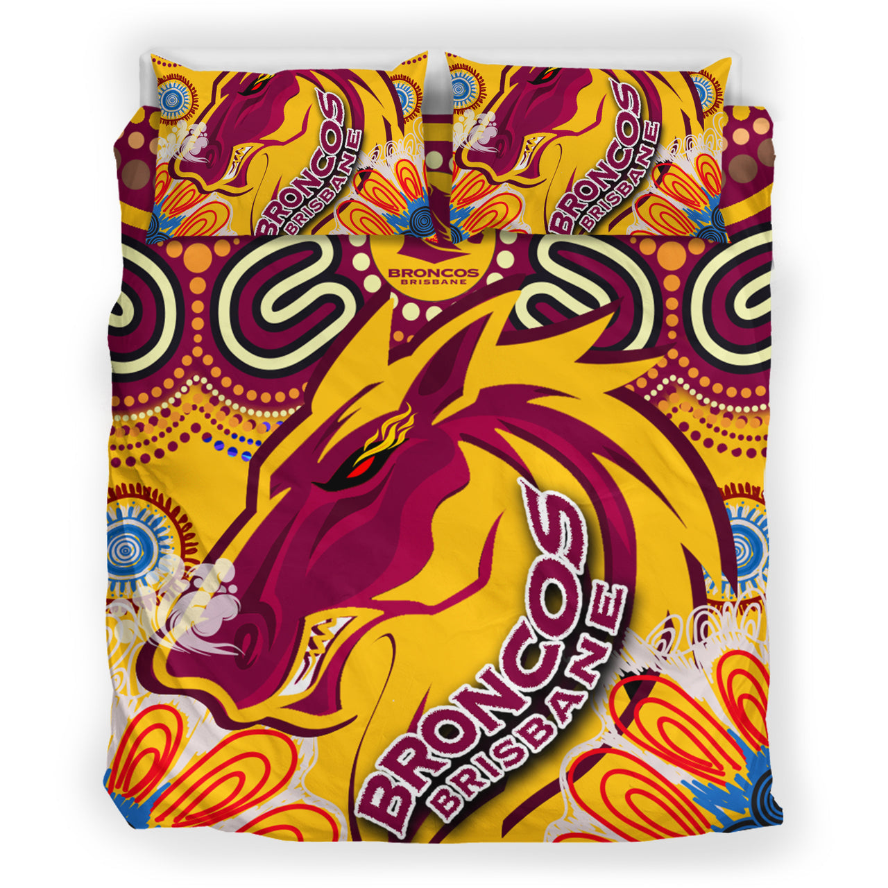Broncos 2022 Rugby Custom Aboriginal Bedding Set - Indigenous Super Broncos RLT13 - Vibe Hoodie Shop