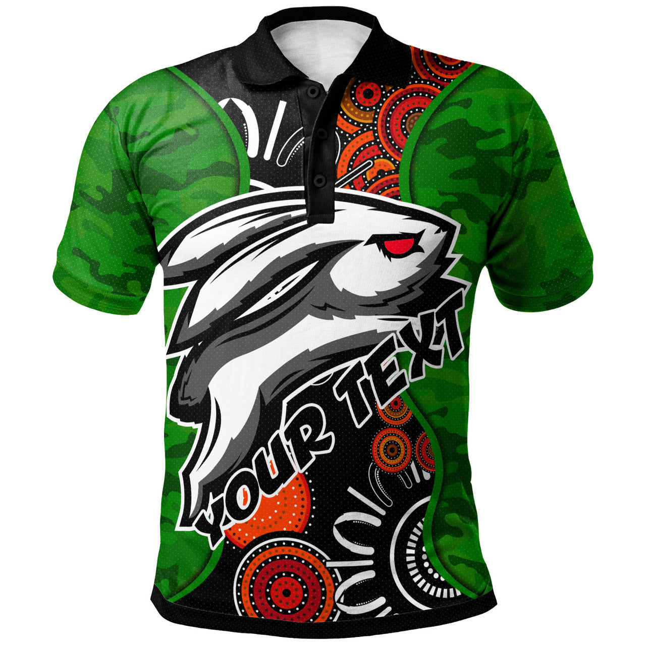 Rabbitohs Rugby Polo Shirt - CustomRabbitohs Indigenous Energy Polo Shirt RLT13 - Vibe Hoodie Shop