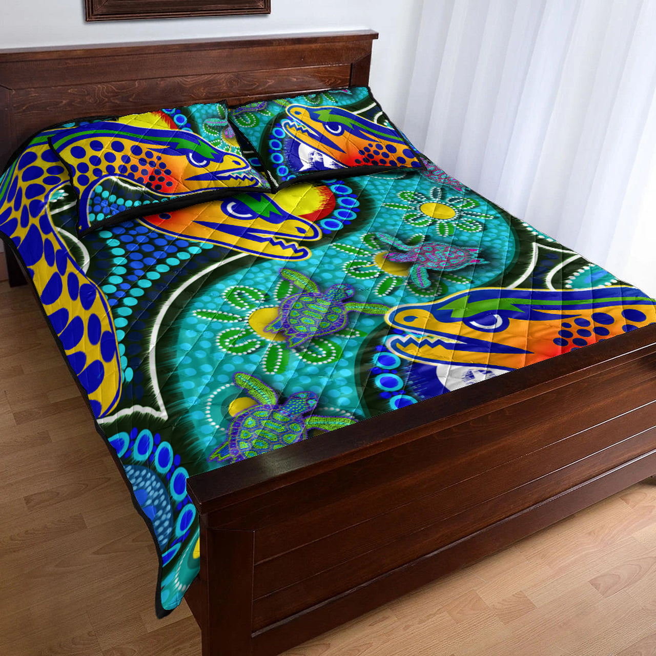 Eels Rugby Quilt Bed Set - Indigenous Eels With Aboriginal and Torres Strait Islanders Flag RLT13 - Vibe Hoodie Shop