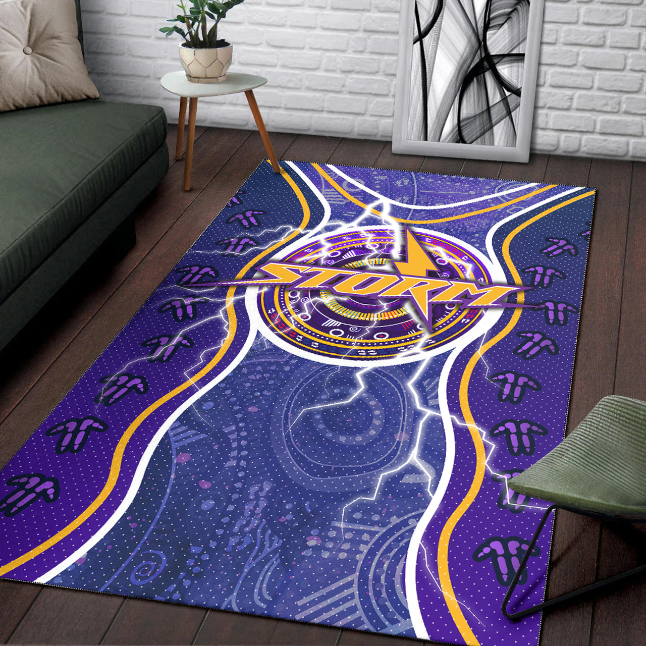 Storm Rugby Area Rug - Indigenous Storm Area Rug RLT13 - Vibe Hoodie Shop