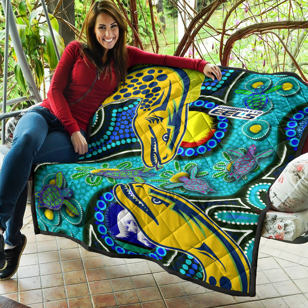 Eels Rugby Quilt - Custom Indigenous Eels With Aboriginal and Torres Strait Islander Flag - Vibe Hoodie Shop