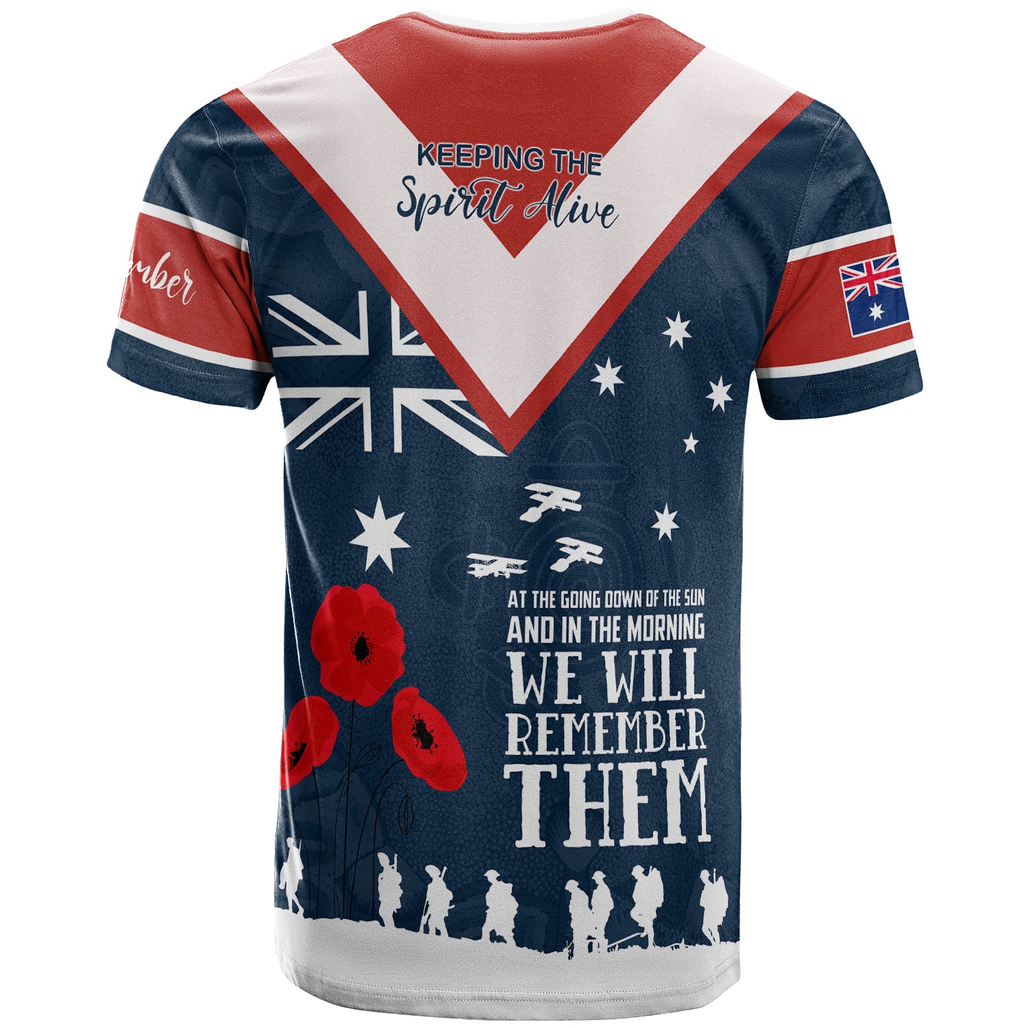 Australia Sydney Anzac Custom T-shirt - Blue Keeping the Spirit Alive T-shirt - Vibe Hoodie Shop