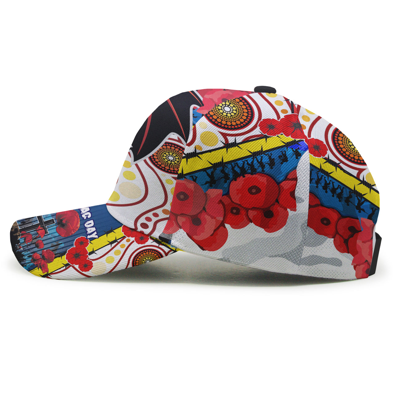 St. George Rugby ANZAC Day Watercolour Custom Cap - Remembrance Dragons With Poppy Flower RLT13 - Vibe Hoodie Shop