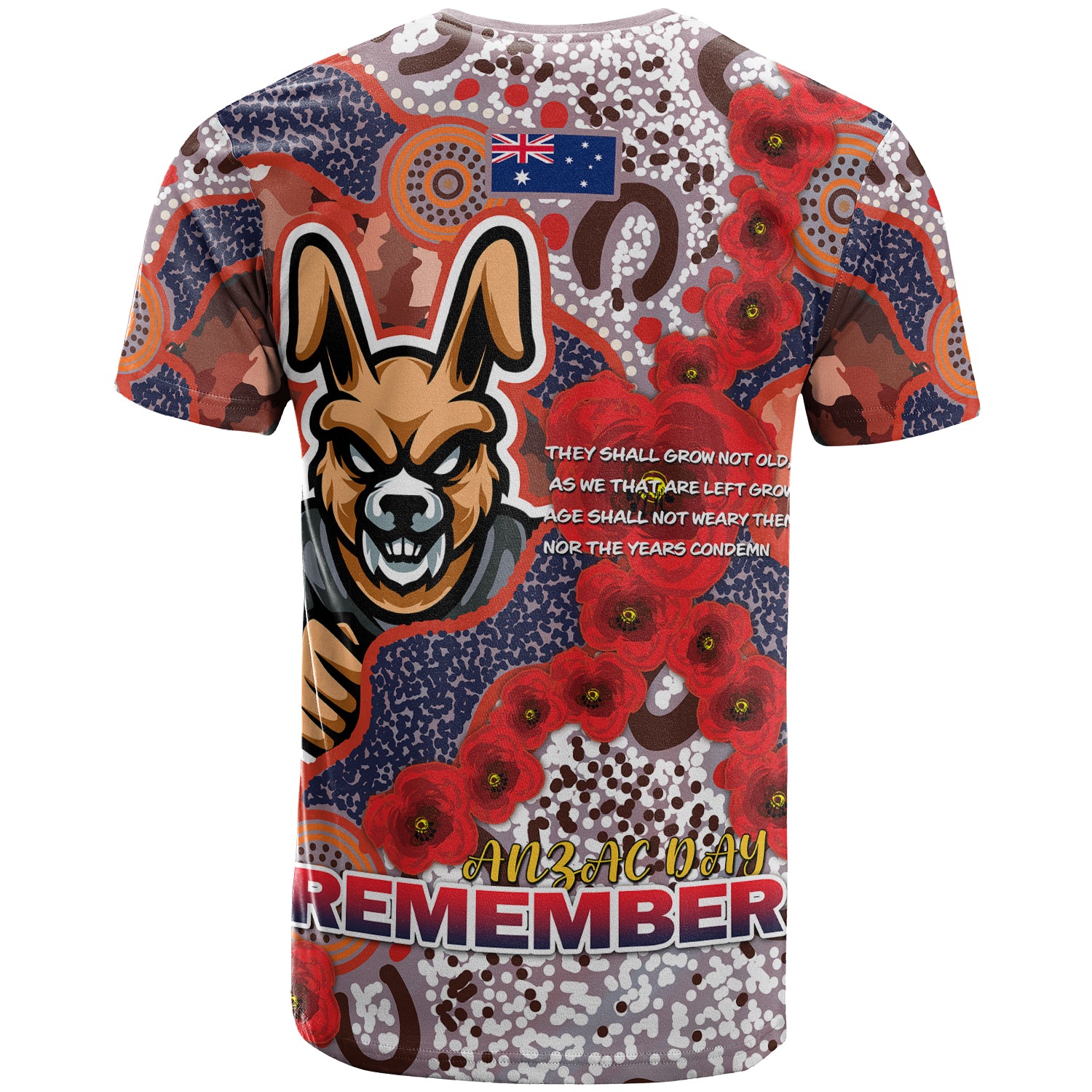 Australia South Sydney Anzac T-shirt - Custom Anzac Souths with Aboriginal Inspired Poppy Flowers T-shirt - Vibe Hoodie Shop