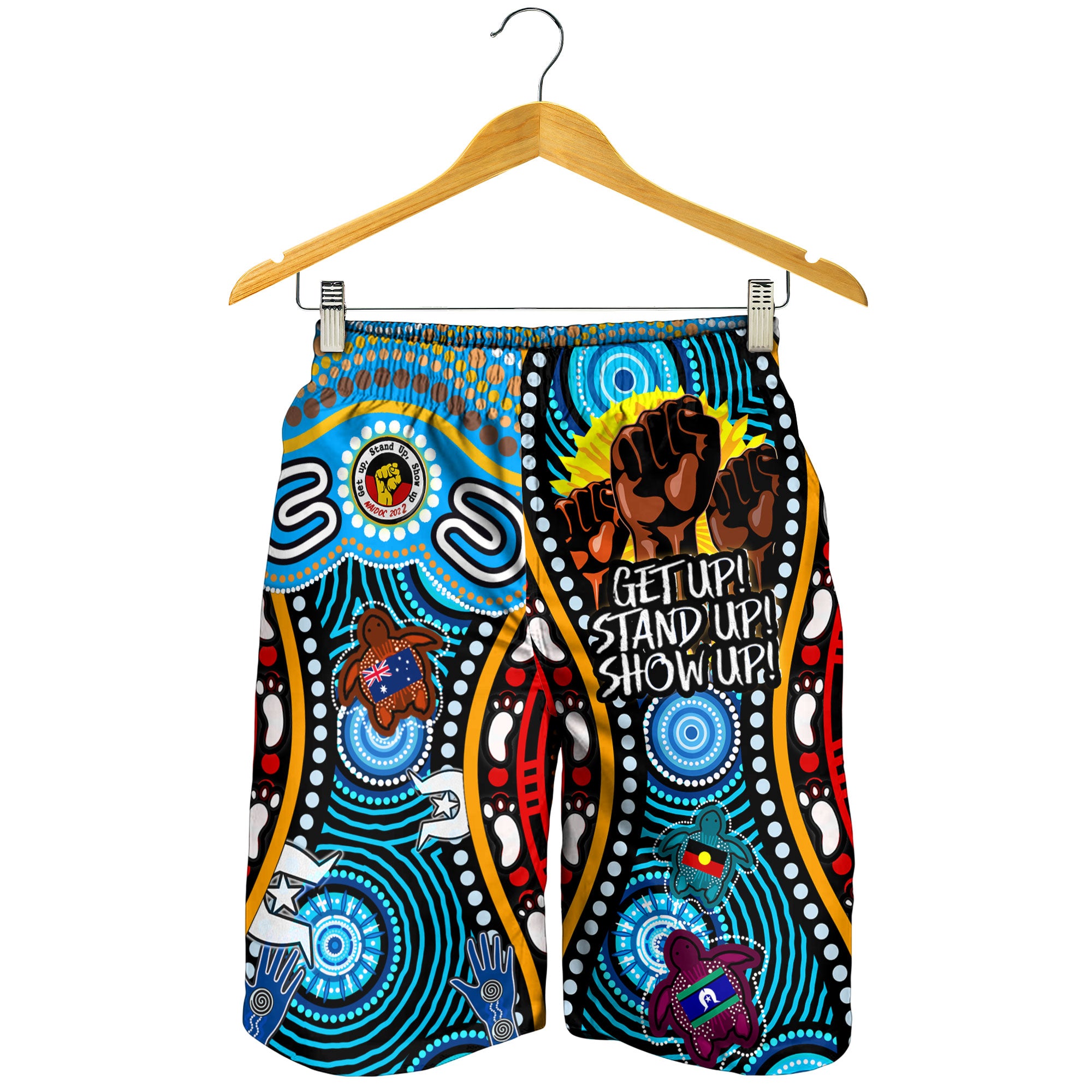 Australia NAIDOC Week 2022 Custom Men Short - Aboriginal Inspired and Torres Strait Islander Get Up! Stand Up! Show Up! - Vibe Hoodie Shop