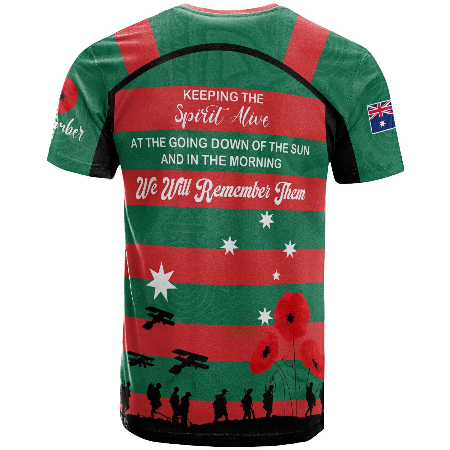 Australia South Sydney Anzac Custom T-shirt - Keeping the Spirit Alive T-shirt - Vibe Hoodie Shop