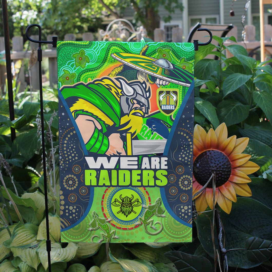 Raiders Rugby Flag - Custom "We Are Raiders" Mascot With Aboriginal Art Flag - Vibe Hoodie Shop