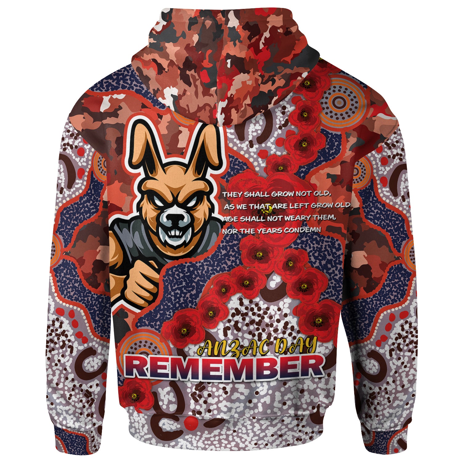 Australia South Sydney Anzac Hoodie - Custom Anzac Souths with Aboriginal Inspired Poppy Flowers Hoodie - Vibe Hoodie Shop