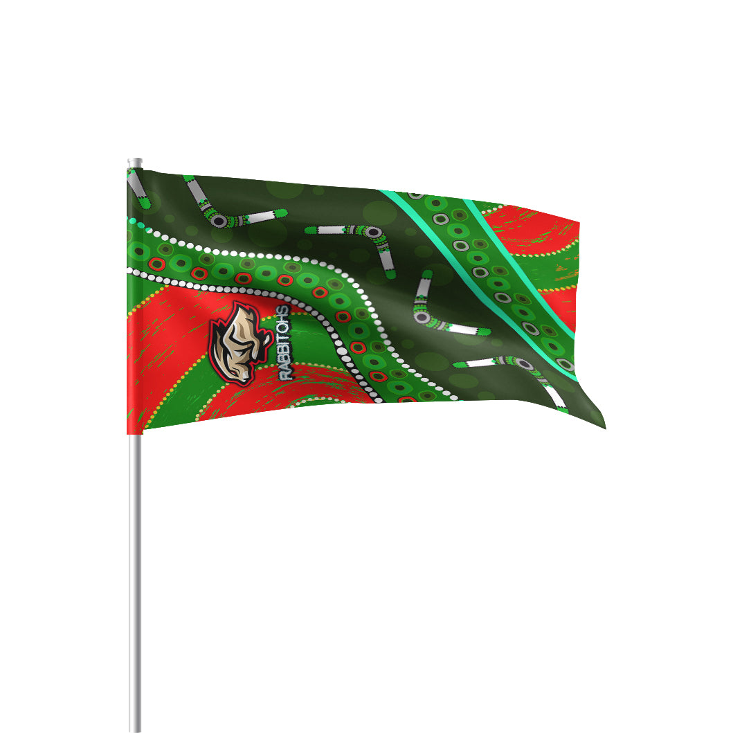 Rabbitohs Aboriginal Rugby Flag - Custom Indigenous Bunnies's Army Flag - Vibe Hoodie Shop