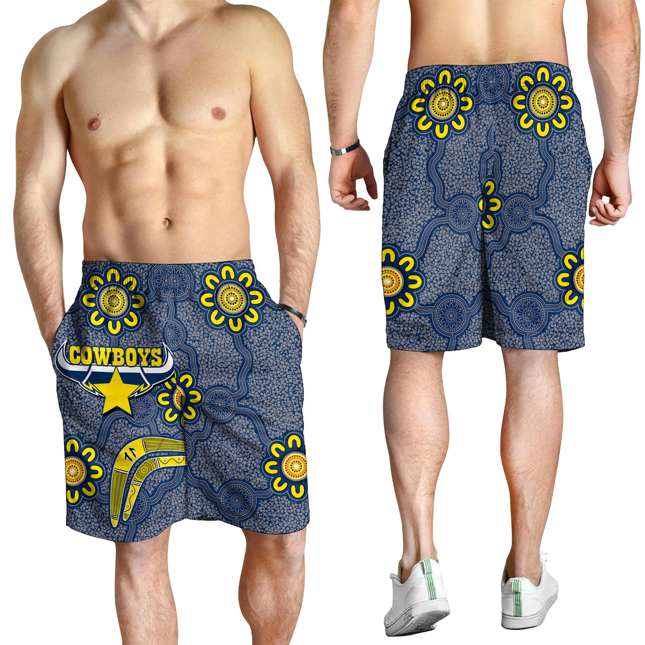 Cowboys Rugby Men Shorts - Aboriginal Boomerang Cowboys Men Shorts RLT13 - Vibe Hoodie Shop