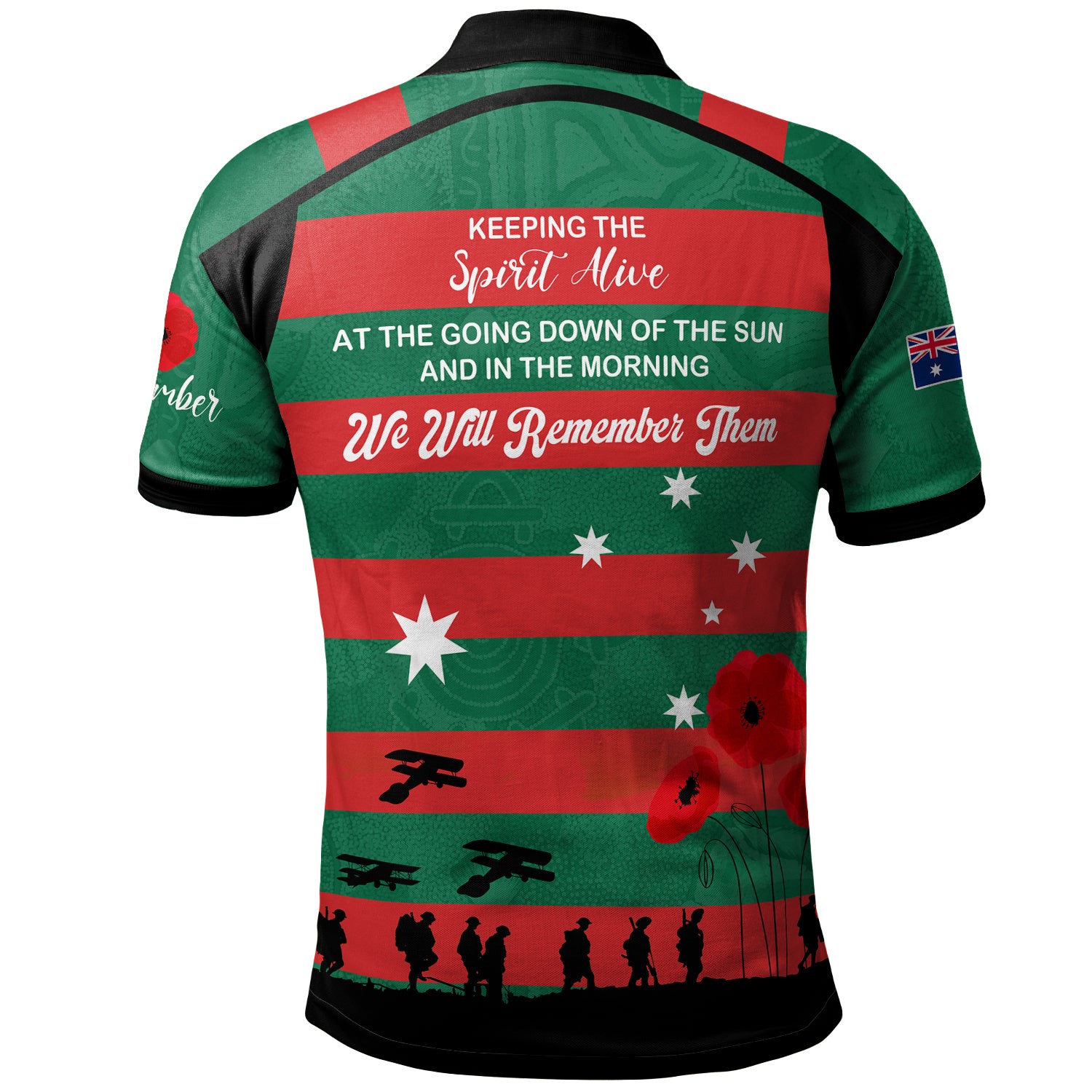 Australia South Sydney Anzac Custom Polo Shirt - Keeping the Spirit Alive Polo Shirt - Vibe Hoodie Shop