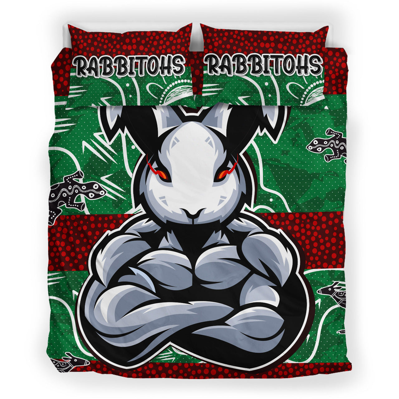 Rabbitohs Bedding Set - Custom Indigenous Super Rabbitohs Bedding Set RLT13 - Vibe Hoodie Shop