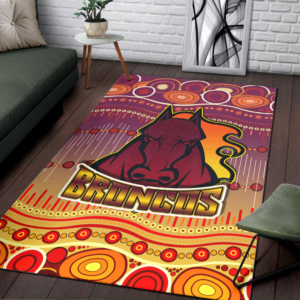 Broncos Rugby Area Rug - Horse Aboriginal Patterns Area Rug - Vibe Hoodie Shop