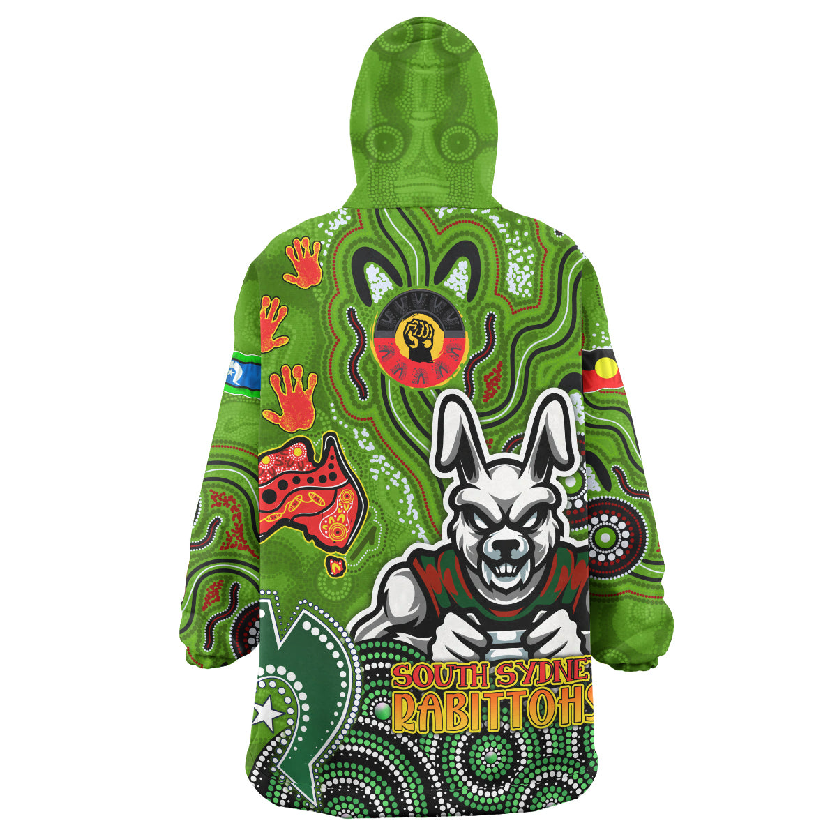 Rabbitohs Naidoc Rugby Snug Hoodie - Custom Aussie Naidoc Week Rabbitohs Wearable Blanket Hoodie RLT14 - Vibe Hoodie Shop