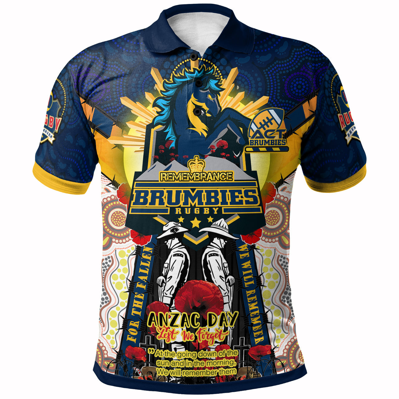 Brumbies Rugby Remembrance Canberra ACT Brumbies With Indigenous Patterns And Poppy Flowers RLT12 - Vibe Hoodie Shop