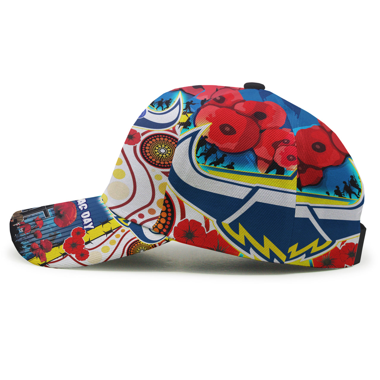 Cowboys ANZAC Day Watercolour Rugby Cap - Custom Remembrance Cowboys With Poppy Flower RLT13 - Vibe Hoodie Shop