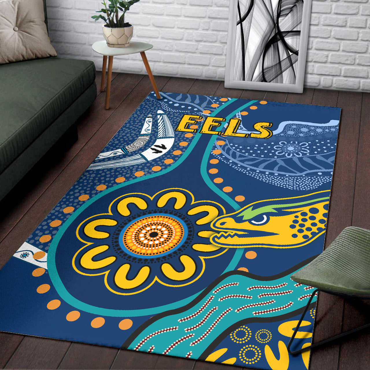 Eels Rugby Area Rug - Custom Indigenous Eels Area Rug RLT13 - Vibe Hoodie Shop