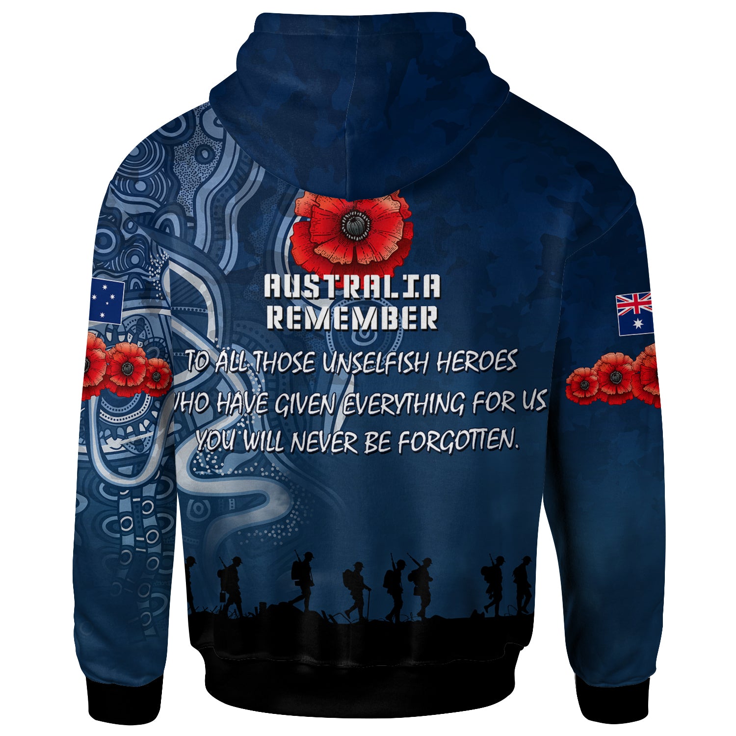 Australia Anzac Hoodie - Australia Remember with Aboriginal Inspired Patterns Hoodie - Vibe Hoodie Shop