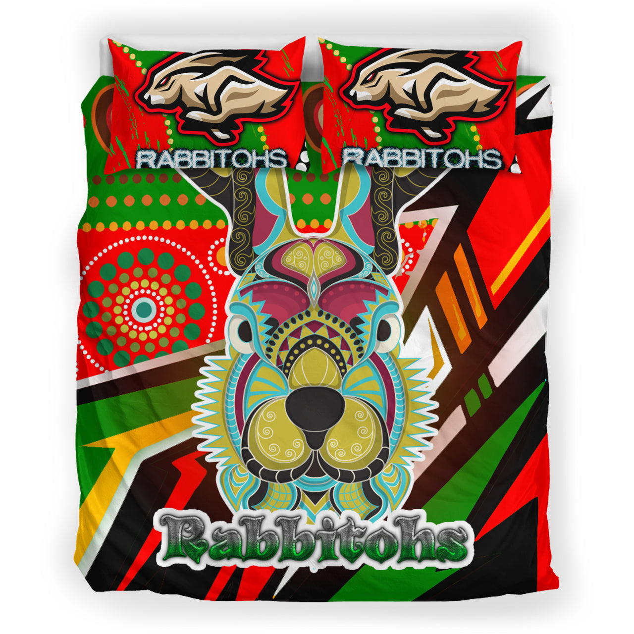 Rabbitohs Rugby Bedding Set - Indigenous Rabbitohs Soul RLT13 - Vibe Hoodie Shop