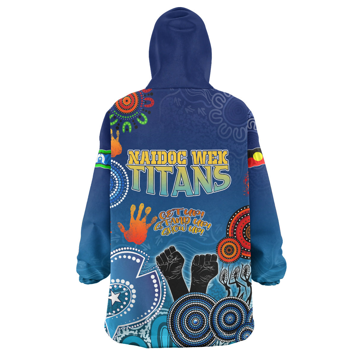 Titans Rugby Naidoc Snug Hoodie - Custom Get up! Stand up! Show up! Indigenous Naidoc Titans Wearable Blanket Hoodie RLT14 - Vibe Hoodie Shop